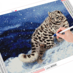 Teemanttikandid Leopard t&auml;ispuurim&uuml;&uuml;k Teemantmaaling Loomade mosaiik Talvine ristpistes Rhinestone Kit Kodukaunistus Full Round 20X30CM