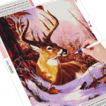 Teemantmaaling Deer t&auml;ispuurimise kivikivikomplekt Teemanttikandid Loomade mosaiik Talvine K&auml;sit&ouml;&ouml; Kodukaunistus Full Round (20X30CM)