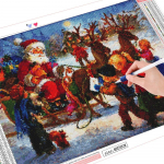 Teemantmaaling J&otilde;uluvana t&auml;isruudukujuline &uuml;mmargune k&auml;sit&ouml;&ouml; m&uuml;&uuml;k Teemanttikandid lumemosaiik Multifilm j&otilde;ulukink Full Round (20X30CM)