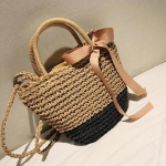 Uus saabumine K&auml;sitsi valmistatud &otilde;lgkotid Paelad Bowknot Beach Kudumine K&auml;ekott &Otilde;lakott 16X27CM