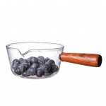 Practical Cooking Pot Easy to Grab Wooden Handle Soup Pan Glass Milk Coffe Pot 900ml