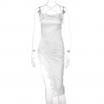 Must pitsist varrukateta seksikas kleit naiste suvine r&uuml;&uuml; &Ouml;ine seljata peokleit Naistele Elegantne soliidne l&otilde;hestatud valge Midi kleidid 20872 S valge