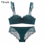 DKGEA Lace Brassiere Deep V Push Up rinnahoidja naiste seksikas aluspesu komplekt 80A must