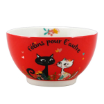 Les Tr&eacute;sors De Lily [R7097] &ndash; punane portselankauss  Cats  (kassid &uuml;ksteise jaoks) - 13x7 cm (48 cl) punane