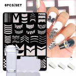 6 tk / komplekt Prantsuse stiilis k&uuml;&uuml;nte stantsimisplaatide komplekt silikoonist k&auml;snharja stamper Poola &uuml;lekande&scaron;abloonid