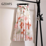 DX - uus Bohemian Chiffon poolpikk kleit kevadeks ja suveks Keskmise pikkusega k&otilde;rge v&ouml;&ouml;kohaga haldjas lilleline suur kiikseelik rannaseelik One size