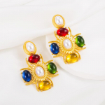 Naiste Boheemlas stiilis rippk&otilde;rvar&otilde;ngad titaanterasest sulamist ripatsk&otilde;rvar&otilde;ngad akr&uuml;&uuml;lvaigust helmestega risti geomeetrilised k&otilde;rvakaunistused OneSize sinine