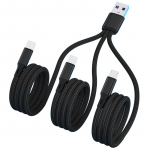 GIMIRO 3 &uuml;hes USB laadimiskaabel [120cm pikk] Type C kiirlaadimis- andmeedastuskaablid must