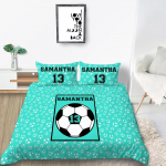 3D jalgpalliteemaline voodipesukomplekt Sporditekk ja padjap&uuml;&uuml;r 2/3 t&uuml;kki Poiste ja meestetoa lukuga kodukaunistus Baby 100x135cm
