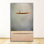 Prindi P&otilde;hjamaade seinakunst Pilt Elutoa sisustus Kuldne paat Abstraktne l&otilde;uendimaal Minimalistlik maastik kunstiteose plakat 20cm&times;40cm NoFrame