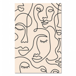 &Uuml;herealine n&auml;okunstitr&uuml;kk Minimalistlik plakat Naise n&auml;gu &Uuml;he joonega joonistus neutraalne seinakunst l&otilde;uendimaal Kodutoa seinakaunistus 21x30cm No Frame