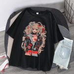 Mood Jaapani Vintage Anime Multifilm T-s&auml;rk Naiste riided Gooti Ts&auml;rk T&auml;navar&otilde;ivad Tr&uuml;kitud lahtised topid Korea suvine must T-s&auml;rk S must