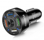 2023 4-porti USB-autolaadija 48W kiire 7A minikiirlaadimine Samsung Huawei Xiaomi iphone autolaadija QC 3.0 jaoks must