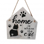Wood Sign Cartoon Cat House Korduvkasutatav Boxwood Pilkup&uuml;&uuml;dev Koer Rippsild Aiakaunistus Cat