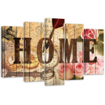 Viieosalise pildiga l&otilde;uenditr&uuml;kk Home Vintage Flowers 100x70 pruun