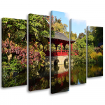 Viieosalise pildiga l&otilde;uenditr&uuml;kk Garden Japan Landscape 100x70 roheline