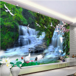 Juga 3D tapeet Seinamaal Crane Peach Tree Kaunis 3D seinamaaling Elutoa Magamistoa Lastetoa Kodukaunistuse Tapeet 300 cm(W) x 200 cm(H)
