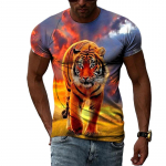 Hip-hop Original Animal Tiger 3D Print Meeste T-s&auml;rk Suvine Mood Isiksus Harajuku Street Style L&uuml;hikeste varrukatega O-kaelusega T-s&auml;rk S