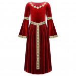 T&uuml;drukute keskaegne renessansi kost&uuml;&uuml;m, sametine vintage printsess Maxi kleit balli kleit, cosplay kleit 13-14 Years punane