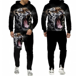 The Tiger 3D Printed Meeste dressipluusi kapuutsidega komplekt L&otilde;vi dressip&uuml;ksid Pullover P&uuml;ksid Spordir&otilde;ivad S&uuml;gistalvine meeste &uuml;likond S