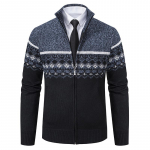 Cozy Up kampsunid meestele, Meeste t&auml;ielik t&otilde;mblukuga kardigan kampsun vabaaja kaabliga kootud kaelusega kampsun taskutega Meeste jakid L sinine