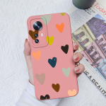 Xiaomi 10 11 12 13 Lite 10T 11T 12T 12S Ultra 11X Pro &uuml;mbriste jaoks, kate Fashion Love Heart kaamera kaitse ruudukujuline vedel silikoon Xiaomi kaitseraua jaoks Xiaomi 13 Lite