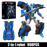 Mould King 10061 tehnilised autom&auml;nguasjad MOC 2 in 1 Muutuv robot ja sportlik v&otilde;idus&otilde;iduauto ehitusplokk klotsid lastele j&otilde;ulukingid sinine