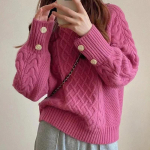 Naiste vaba vabaaja sviiter, &uuml;hev&auml;rviline kootud topp One size valge