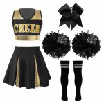 T&uuml;drukud Cheer Leader Halloweeni esinemisvormiga kost&uuml;&uuml;m, keskkooli varrukateta ja plisseeritud seelikutega cheerleading dress 11-12 Years must