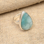 Larimar V&auml;&auml;riskivi K&auml;sitsi valmistatud 925 Sterling H&otilde;be S&otilde;rmus Ehted T&auml;nup&uuml;haks 12 sinine