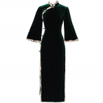 Hiina stiilis Cheongsami moodne noore stiili pikk kleit 2XL roheline