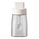 Klaasist maitseainepudeli maitseainekonteiner lusikakaanega tihendusr&otilde;ngaga Niiskuskindel l&auml;bipaistev mee dosaator Toiduhoidla K&ouml;&ouml;gitarvikud valge