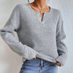 Kevadised ja s&uuml;gisesed naiste pullover V-kaelusega pikkade varrukatega mood daam vabaaja topid, soojad vabad &uuml;hev&auml;rvilised kudumid pendelr&auml;nde stiil S