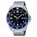 Casio standardne analoog roostevabast terasest musta sihverplaadiga kvartsist MDV-107D-1A2 200M meeste k&auml;ekell must