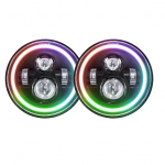 7-tolline LED-esitule &uuml;mmargune esituli koos kaugl&auml;hitule ja DRL v&auml;rvilise nurgaga silmavalgustusega autodele 2 Pack must