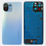 Uus originaal Xiaomi Mi11 Lite aku tagakaane osad koos kaamera klaasi objektiiviga tagumise aku klaasukse korpuse vahetamine sinine