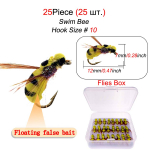 25 tk/karp Kollane simulatsioon mesilane kuiva k&auml;rbsega ujuv vaht k&auml;rbsed forell bass ahven k&auml;rbsed k&auml;rbsed lant Suurus #10 25Pcs(With Flies Box)