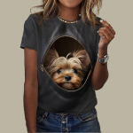 Naiste suve T-s&auml;rk Pocket Dog Print L&uuml;hikeste varrukatega T-s&auml;rk Casual Print Top XS hall