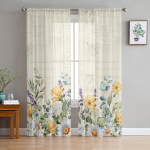 Lilled Karikakrad Lavendel L&auml;bipaistev Voile Aken Kardinad T&uuml;llkardinad Elutuba R&otilde;du kaunistus kardinad 135W x 114H(cm)