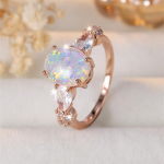 Moodne roos Kuldse v&auml;rviga &uuml;mmargune l&otilde;ige valge tulekivist k&uuml;&uuml;nis&otilde;rmus abielupaela s&otilde;rmus s&otilde;brap&auml;eva kingitus 6 valge