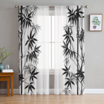 Bambusest l&auml;bipaistvad kardinad elutuppa t&uuml;llkardinad k&ouml;&ouml;giakna jaoks Voile kardinad 135W x 114H(cm)