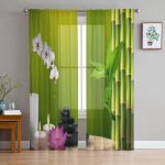 Bambuselehed Kivi Plumeria L&auml;bipaistvad Kardinad Aknakardinad Elutoa kardinad Magamistoa Rulood Lastetoa Kodukaunistus 135W x 114H(cm)