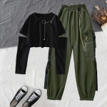 Naiste kombinesoon, l&auml;&auml;nestiilis, ilus, lahe t&uuml;druk, k&otilde;ikv&otilde;imalik kaheosaline &uuml;likond L