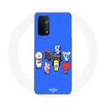 &Uuml;mbris Oppo A74 5G BTS BT21 Tata Chimmy Cooky Rj Koya Shooky And Mang Play Music jaoks sinine taust