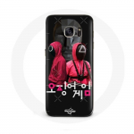 &Uuml;mbris Samsung galaxy S6 Squid Game Plakatil on s&otilde;durite Korea logo maskid