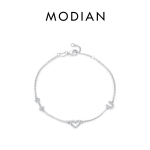 Modian Romantische Liefde k&auml;epael 925 Sterling Zilveren Hartjes Zoete Armbanden Voor Vrouwen Vrouwelijke Trouwdag Fijne Sieraden h&otilde;be