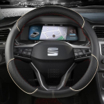 for Seat Arona FR Xperience 2017~ Car Steering Wheel Cover PU Leather Non-slip Auto Accsesories Fast Shipping D shape White gray