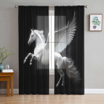 Running Wild Horse t&uuml;llkardinad elutuppa Magamistoa Moodne Voile kardin K&ouml;&ouml;k Sifoonist l&auml;bipaistvad kardinad 135W x 114H(cm)