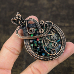 Natural Australian Triplet Opal Gemstone Copper Wire Wrap Pendant 2.91 d2p01