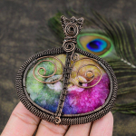 Natural Rainbow Solar Quartz Gemstone Copper Wire Wrap Gift Pendant 3.35 f2z43